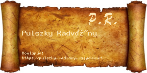 Pulszky Radvány névjegykártya